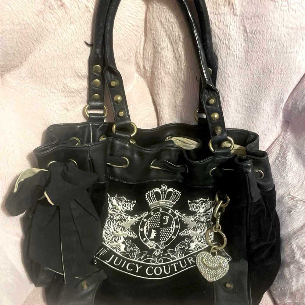 Juicy couture velvet black and gold vintage purse